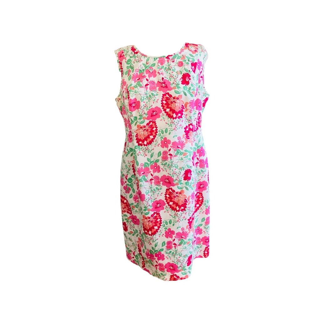 Kim Rogers Pink & Green Floral Sleeveless Mini Dress